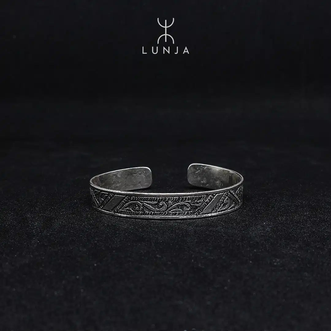Bracelet Amazigh et Berbère en argent 925 profil feuilles d'arbre