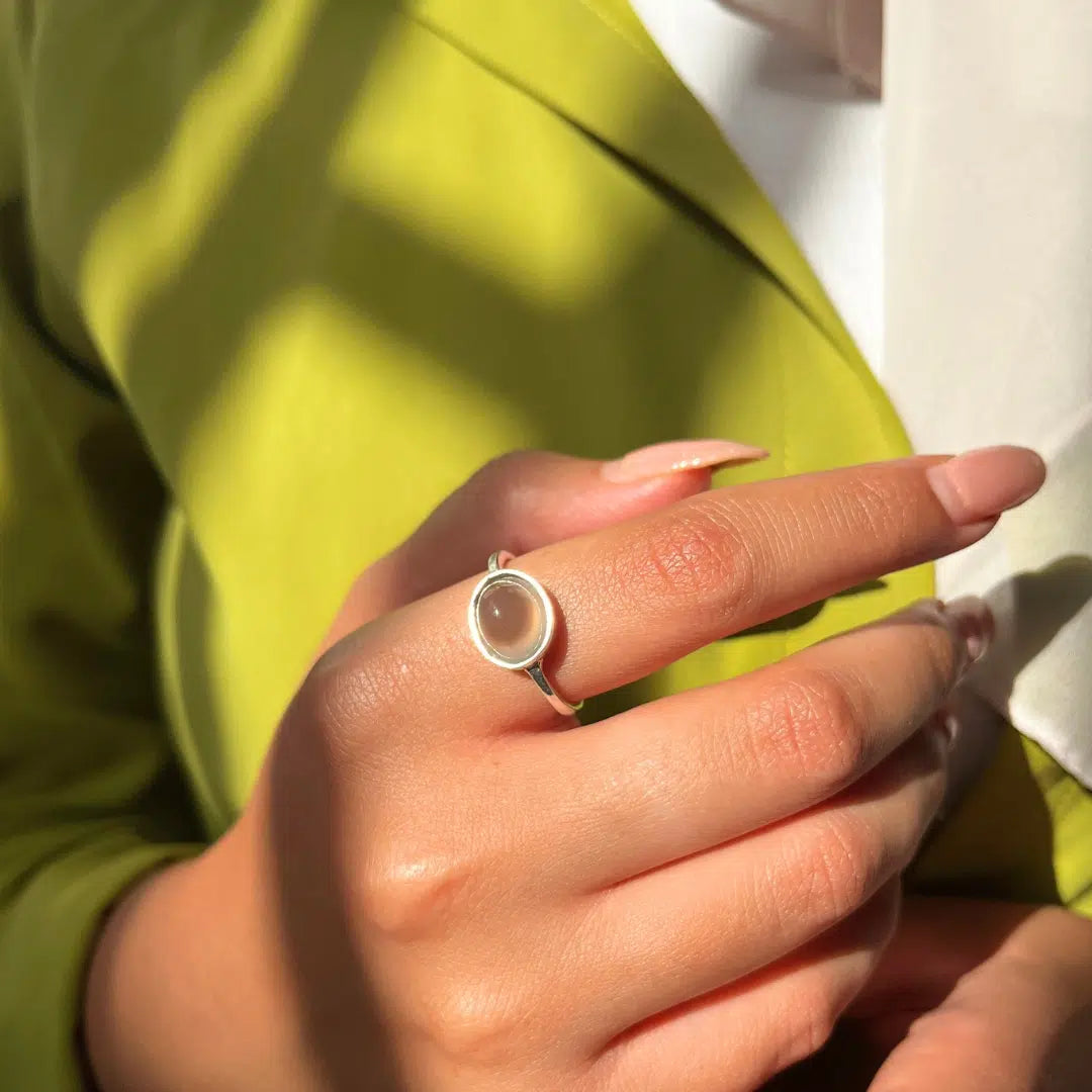 Bague Aqeeq Yéménite Souleimani pour Femme en Argent 925  Fait Main et Ajustable