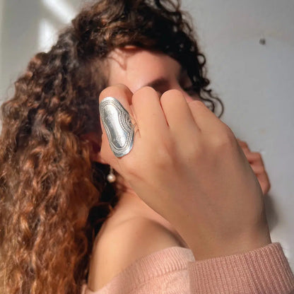 Bague Agadez Argent 935 avec gravure fait main