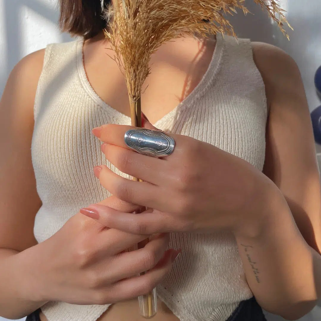 Bague Agadez Argent 935 avec gravure fait main