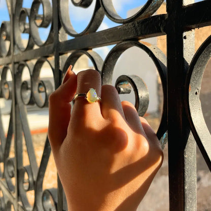 Bague Opale Noble D'Éthiopie 1,6 carats en Argent 925 platiné en or