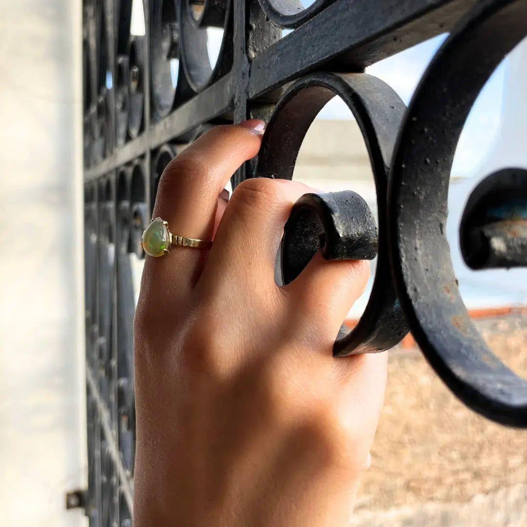 Bague Opale Noble D'Éthiopie 1,6 carats en Argent 925 platiné en or