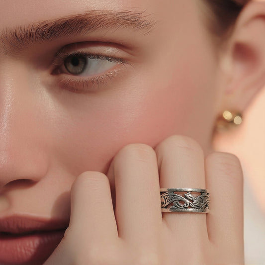 Bague Berbère Amazigh en Argent 925  Motif Poisson Gravé à la Main |
