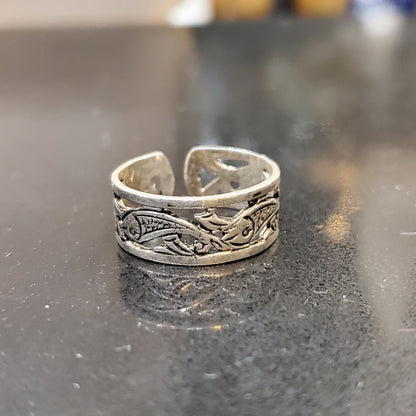 Bague Berbère Amazigh en Argent 925  Motif Poisson Gravé à la Main |