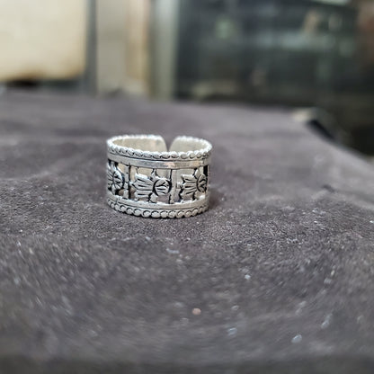 Bague Berbère Amazigh en Argent 925 Motif Khomsa Gravé à la Main