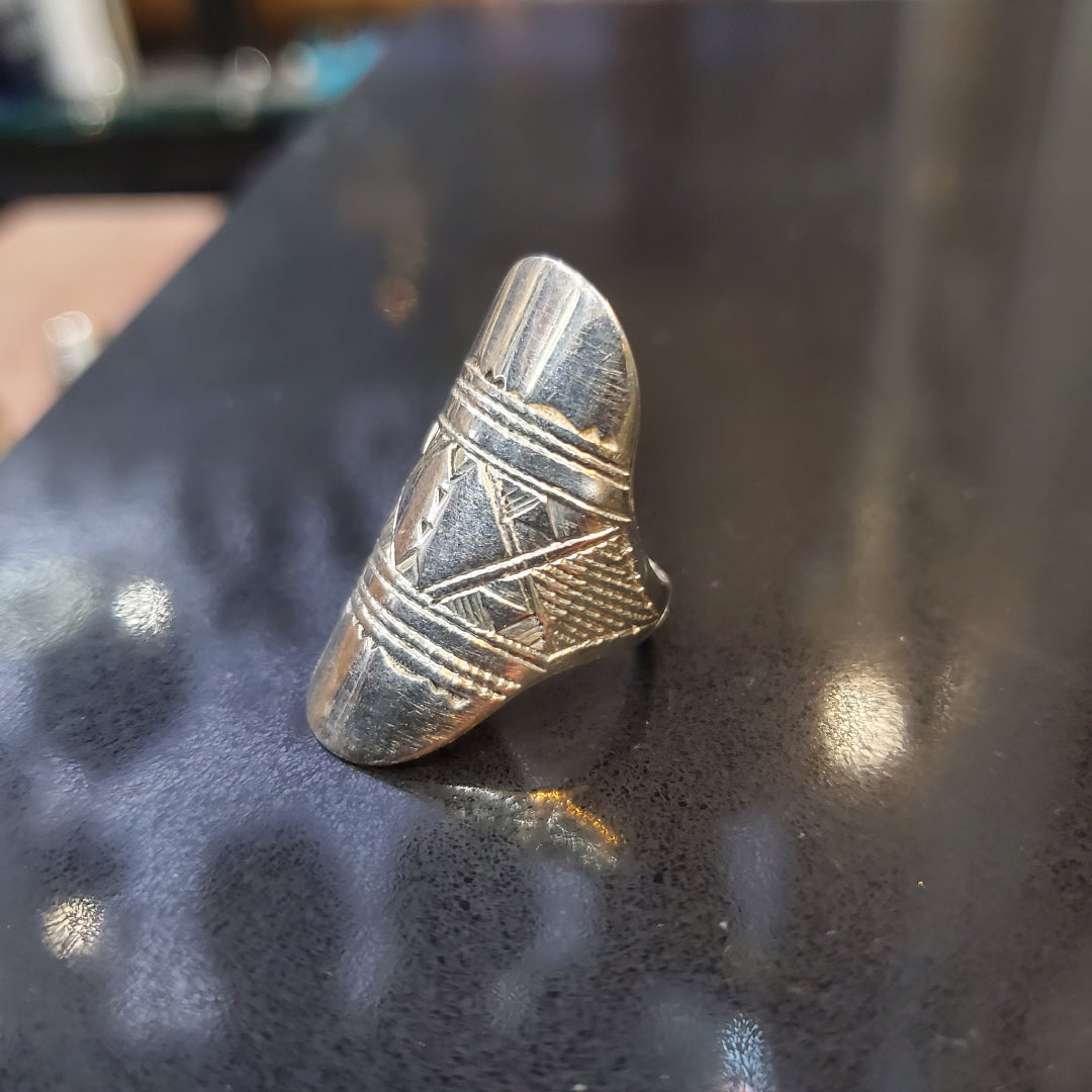 💍 Bague Berbère &amp; Amazigh en Argent 925 – Motif Margoum Double Croix | Taille 54