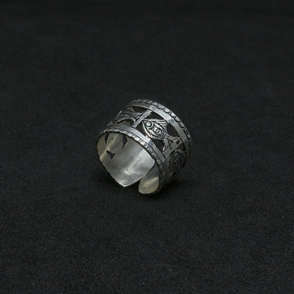 Bague Berbère Amazigh en Argent 925 Motif Poisson Gravé à la Main