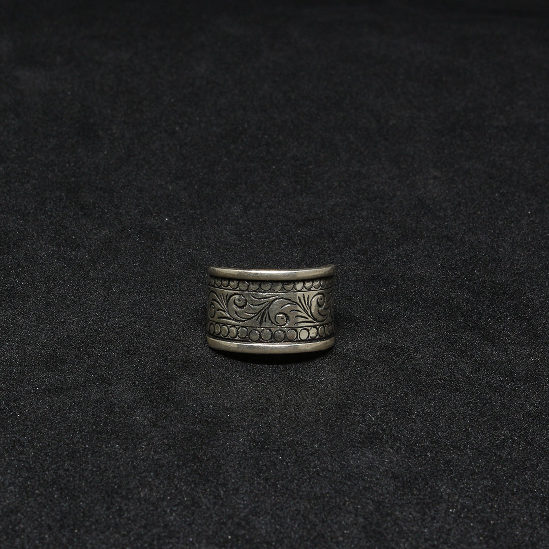 Bague Berbère Amazigh Largeur 1,3 cm en argent 925 avec Gravure Artisanale