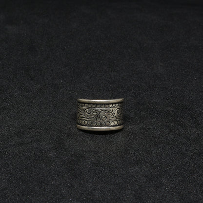 Bague Berbère Amazigh Largeur 1,3 cm en argent 925 avec Gravure Artisanale