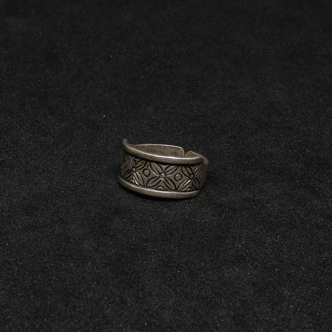 Bague Berbère Amazigh en Argent 925 largeur 1 cm Gravure Artisanale