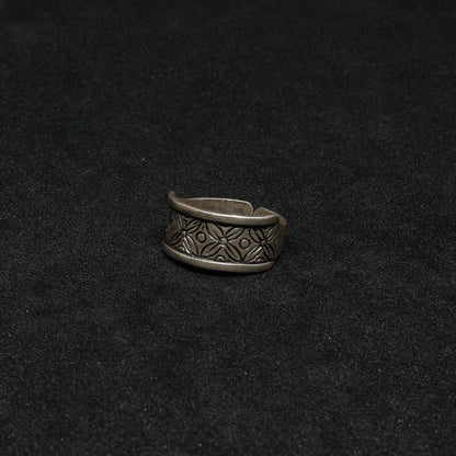Bague Berbère Amazigh en Argent 925 largeur 1 cm Gravure Artisanale