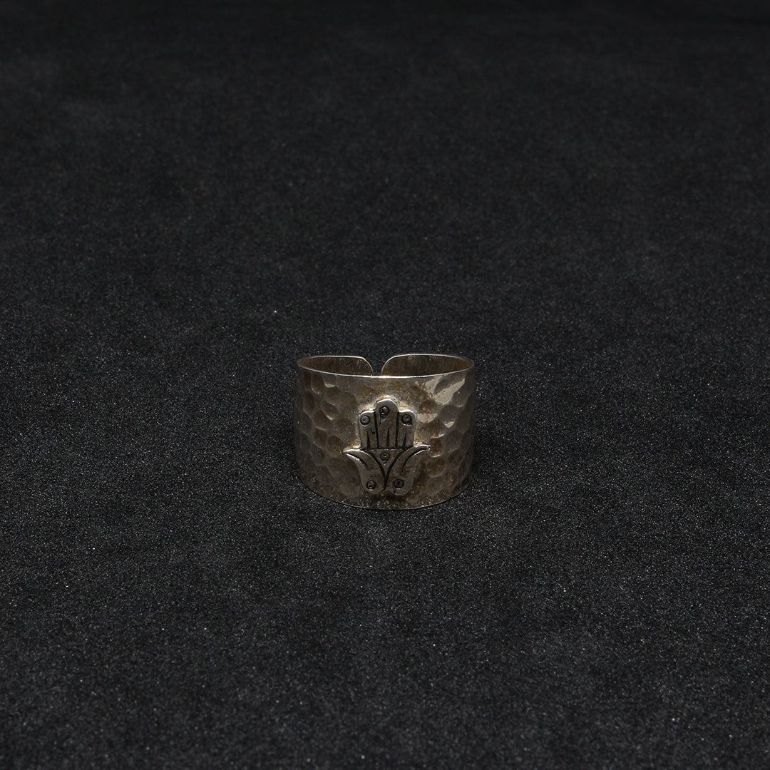 Bague Berbère Amazigh Large en Argent 925  Motif Khomsa Gravé à la Main