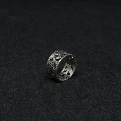 Bague Berbère Amazigh Plume de Paon en Argent 925 – Gravure Artisanale Lunja