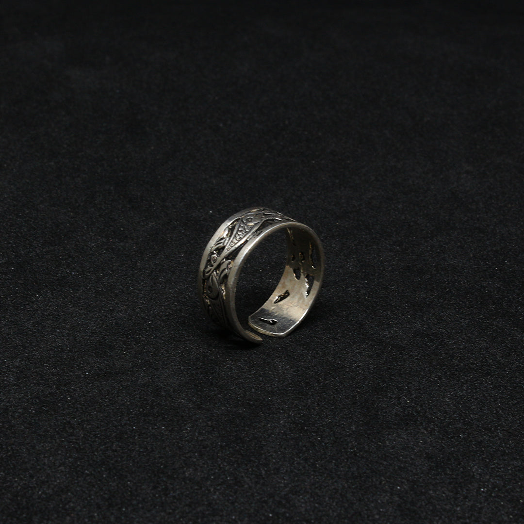 Bague Berbère Amazigh en Argent 925  Motif Poisson Gravé à la Main |