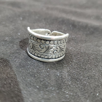 Bague Berbère Amazigh Largeur 1,3 cm en argent 925 avec Gravure Artisanale