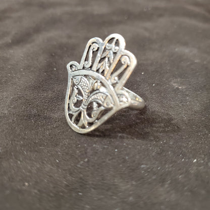 Bague  khomsa en argent 925 Ajustable Artisanat