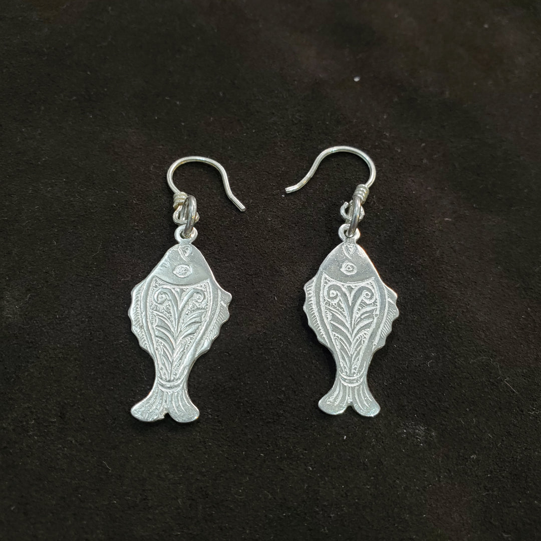 Boucles d'oreilles Poisson grande en argent 925