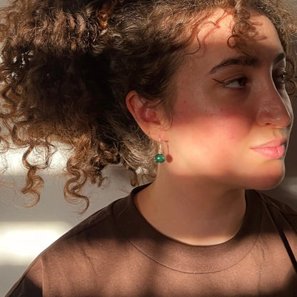 Boucles d’Oreilles en Argent 925 avec Véritable Malachite Naturelle A+