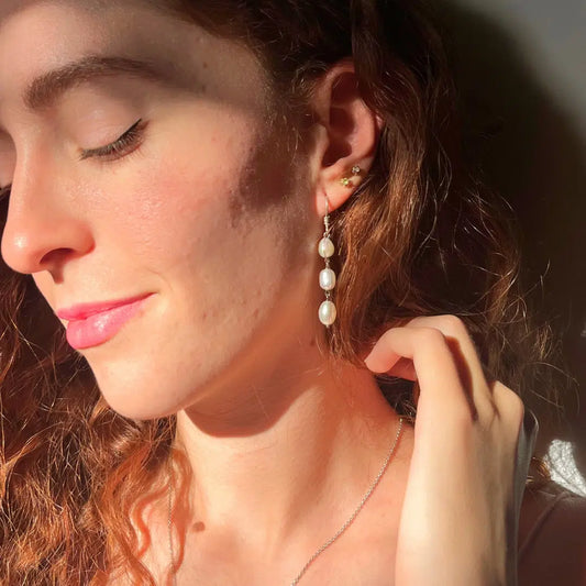 Boucle d'oreilles perle de culture goutte d'eau