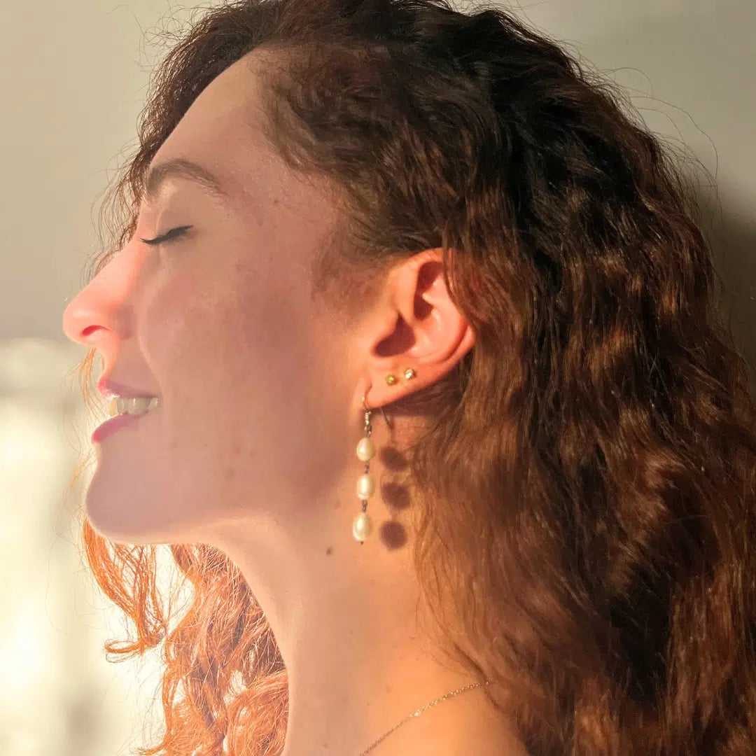 Boucle d'oreilles perle de culture goutte d'eau