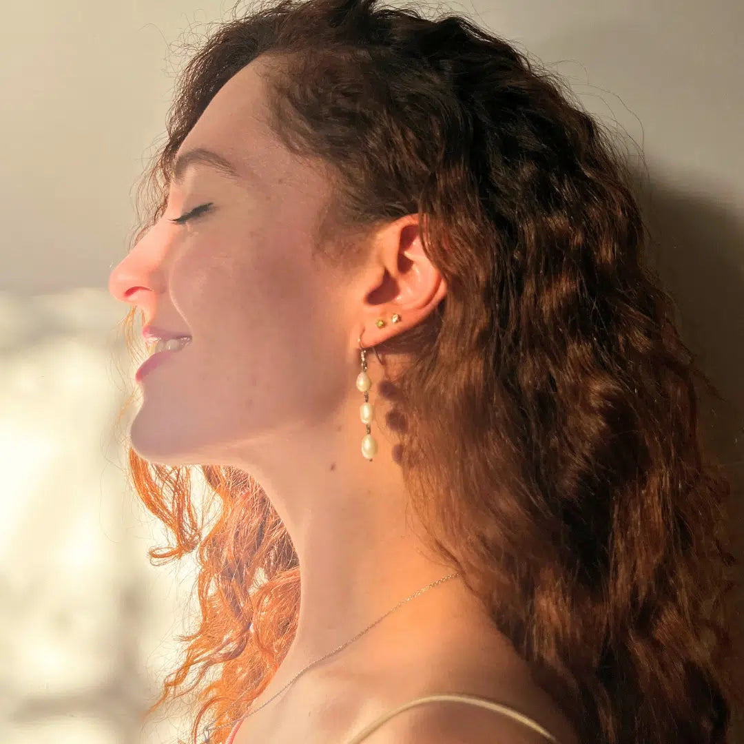 Boucle d'oreilles perle de culture goutte d'eau