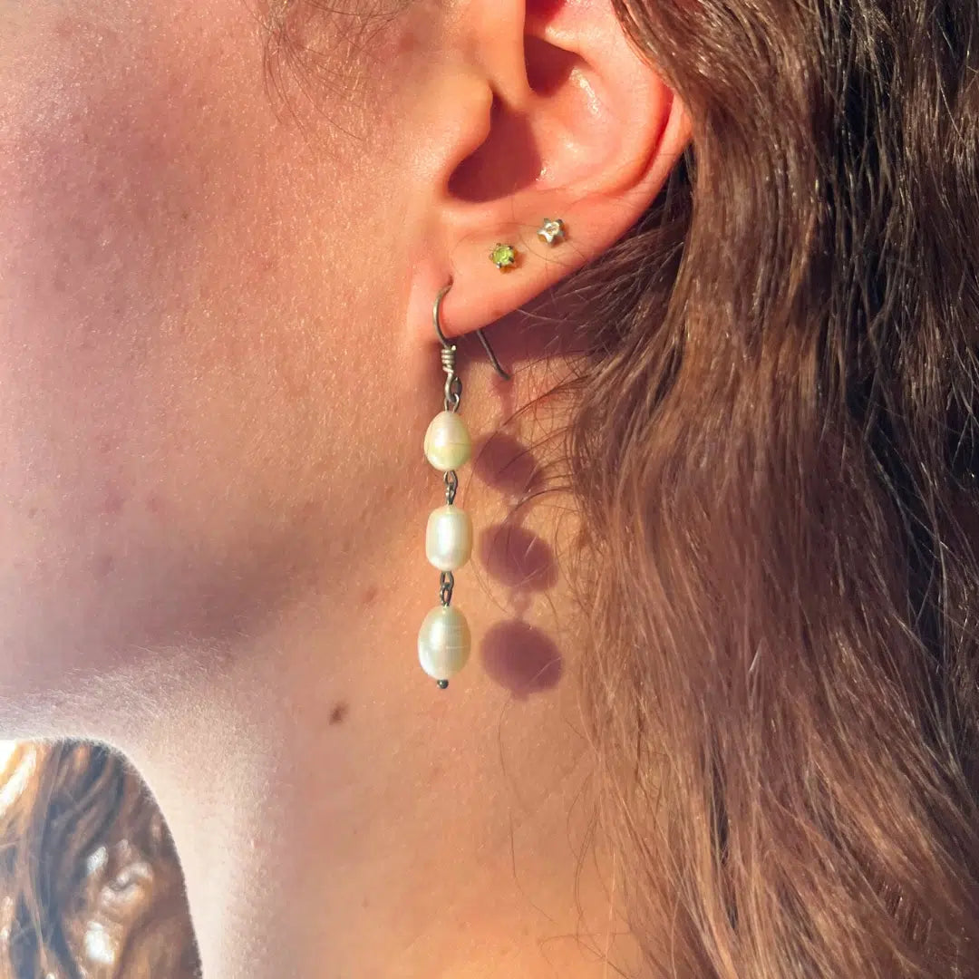 Boucle d'oreilles perle de culture goutte d'eau