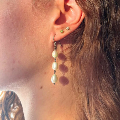 Boucle d'oreilles perle de culture goutte d'eau