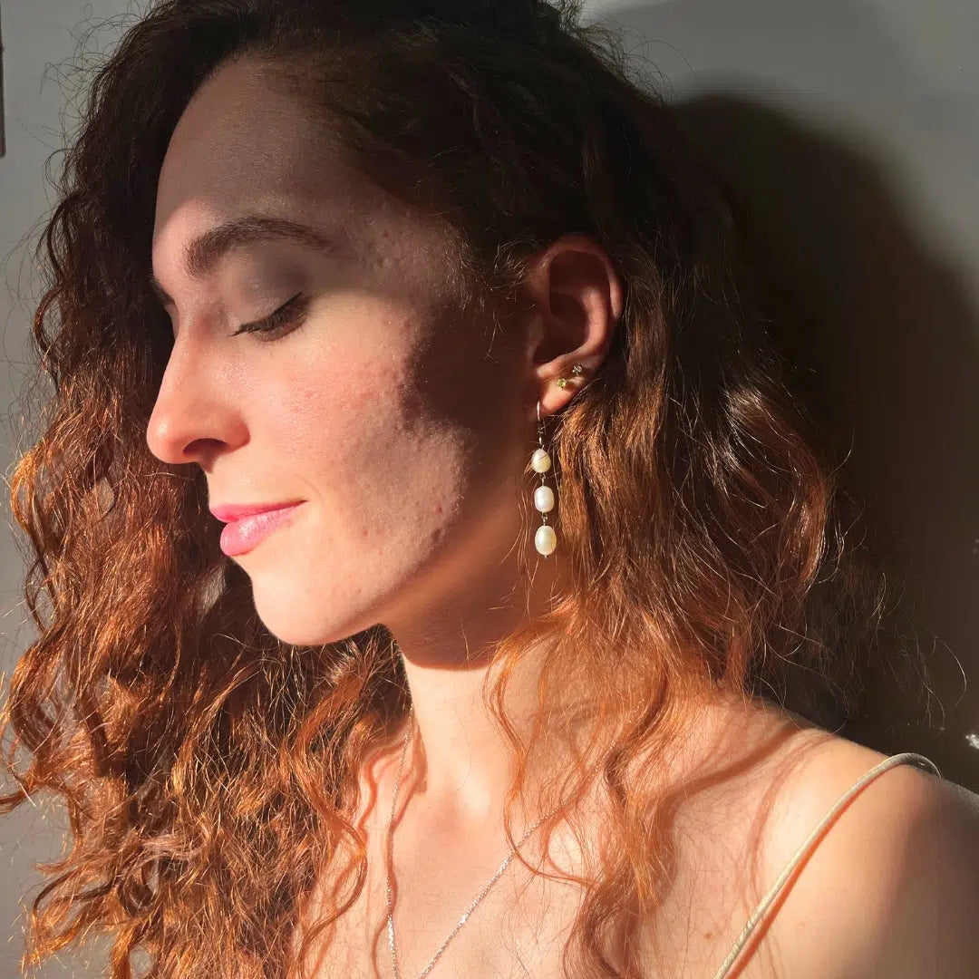 Boucle d'oreilles perle de culture goutte d'eau