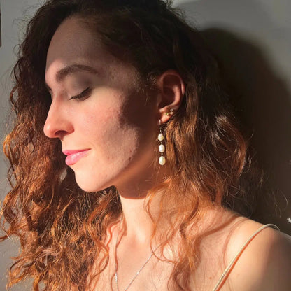 Boucle d'oreilles perle de culture goutte d'eau