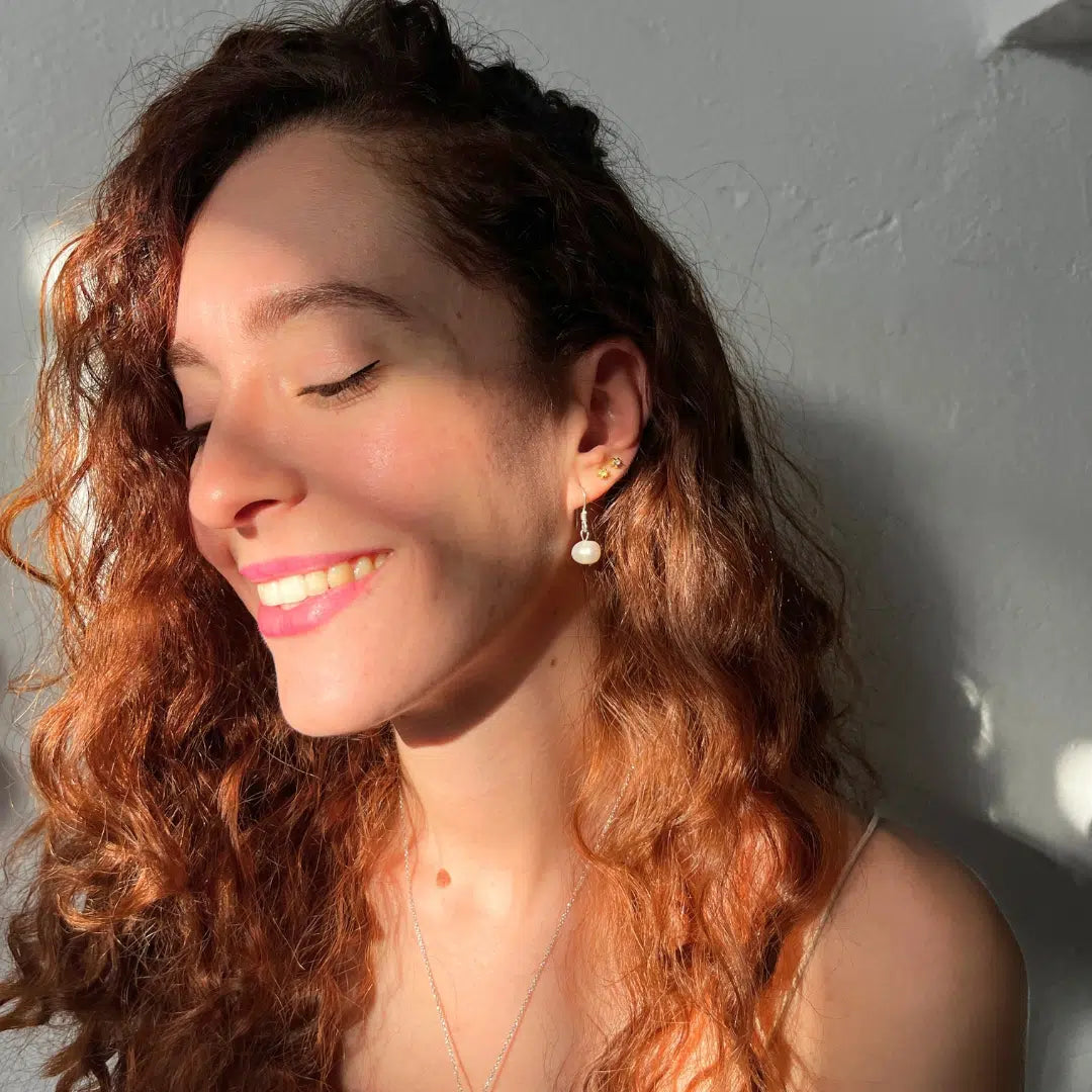 Boucles d’Oreilles en Perles de Culture Blanches Argent 925  Authentiques