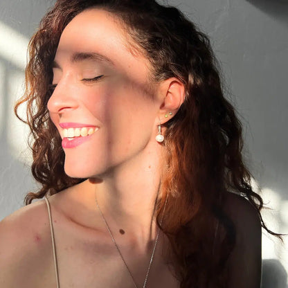 Boucles d’Oreilles en Perles de Culture Blanches Argent 925  Authentiques