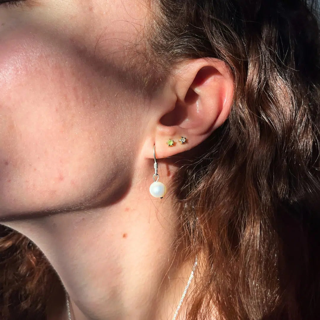 Boucles d’Oreilles en Perles de Culture Blanches Argent 925  Authentiques