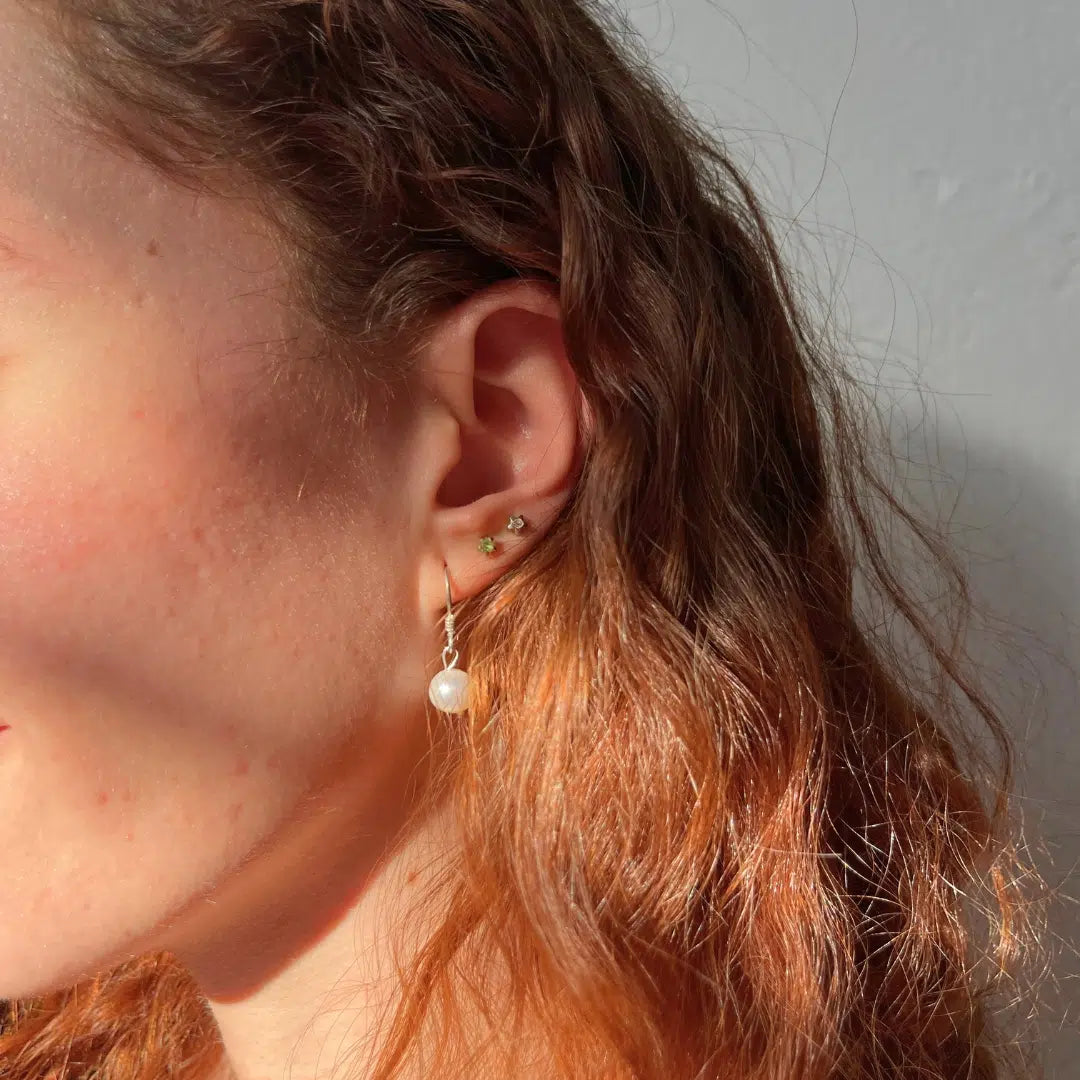 Boucles d’Oreilles en Perles de Culture Blanches Argent 925  Authentiques