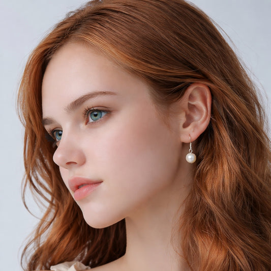 Boucles d’Oreilles en Perles de Culture Blanches Argent 925  Authentiques