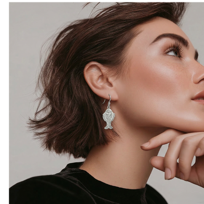 Boucles d'oreilles Poisson grande en argent 925