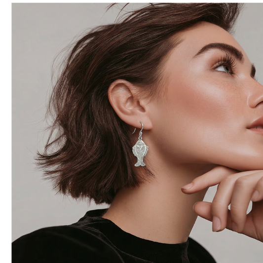Boucles d'oreilles Poisson grande en argent 925