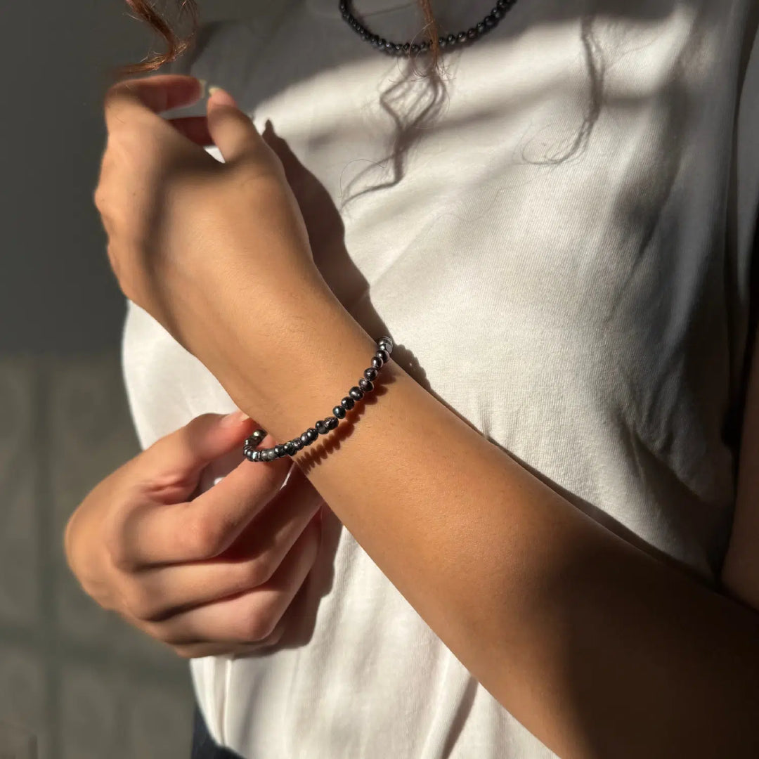 Bracelet en Perles de Culture noir naturelles