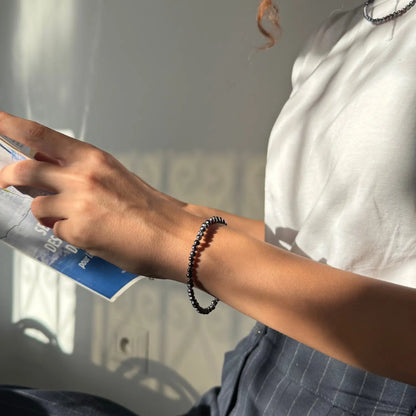 Bracelet en Perles de Culture noir naturelles