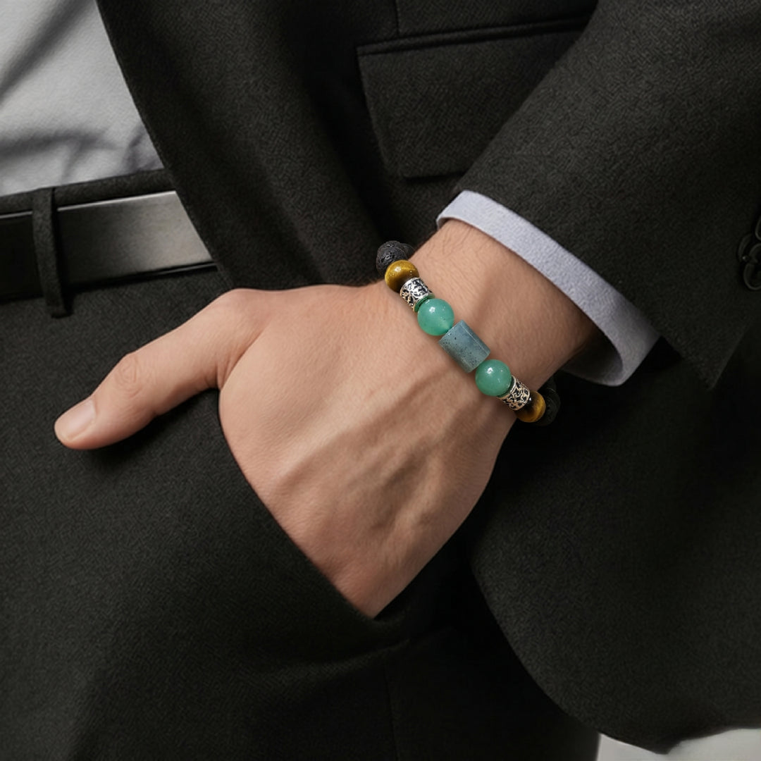 Bracelet en Pierres Naturelles Personnalisé – Aventurine, Agate Verte, Œil de Tigre  Pierre de Lave | Marque Lunja