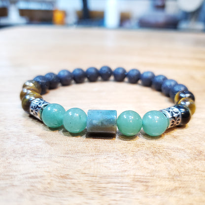 Bracelet en Pierres Naturelles Personnalisé – Aventurine, Agate Verte, Œil de Tigre  Pierre de Lave | Marque Lunja