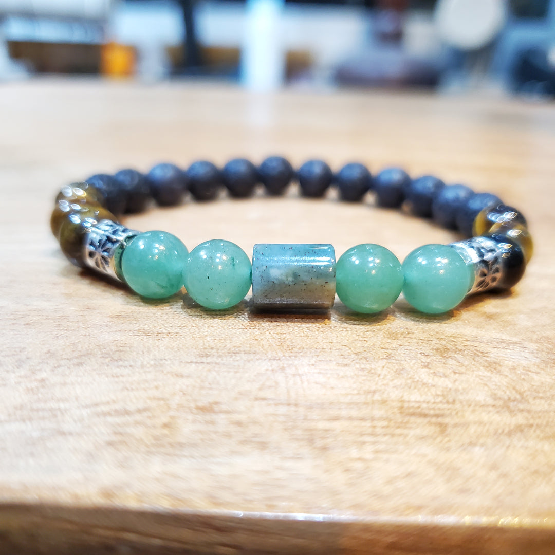 Bracelet en Pierres Naturelles Personnalisé – Aventurine, Agate Verte, Œil de Tigre  Pierre de Lave | Marque Lunja