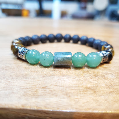 Bracelet en Pierres Naturelles Personnalisé – Aventurine, Agate Verte, Œil de Tigre  Pierre de Lave | Marque Lunja