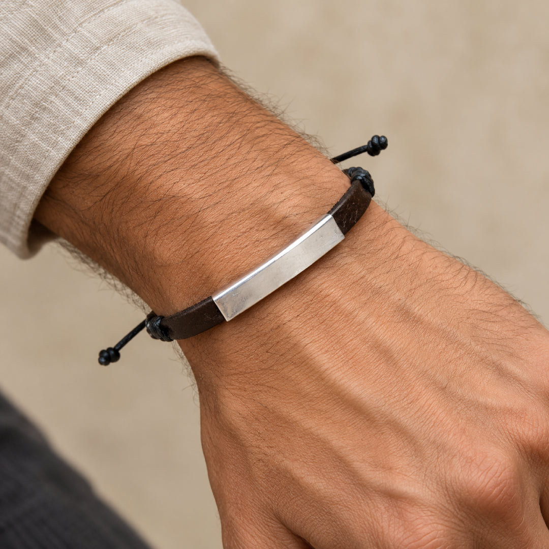 Bracelet Homme Cuir et Argent | LUNJA