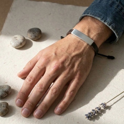 Bracelet Homme Cuir et Argent | LUNJA