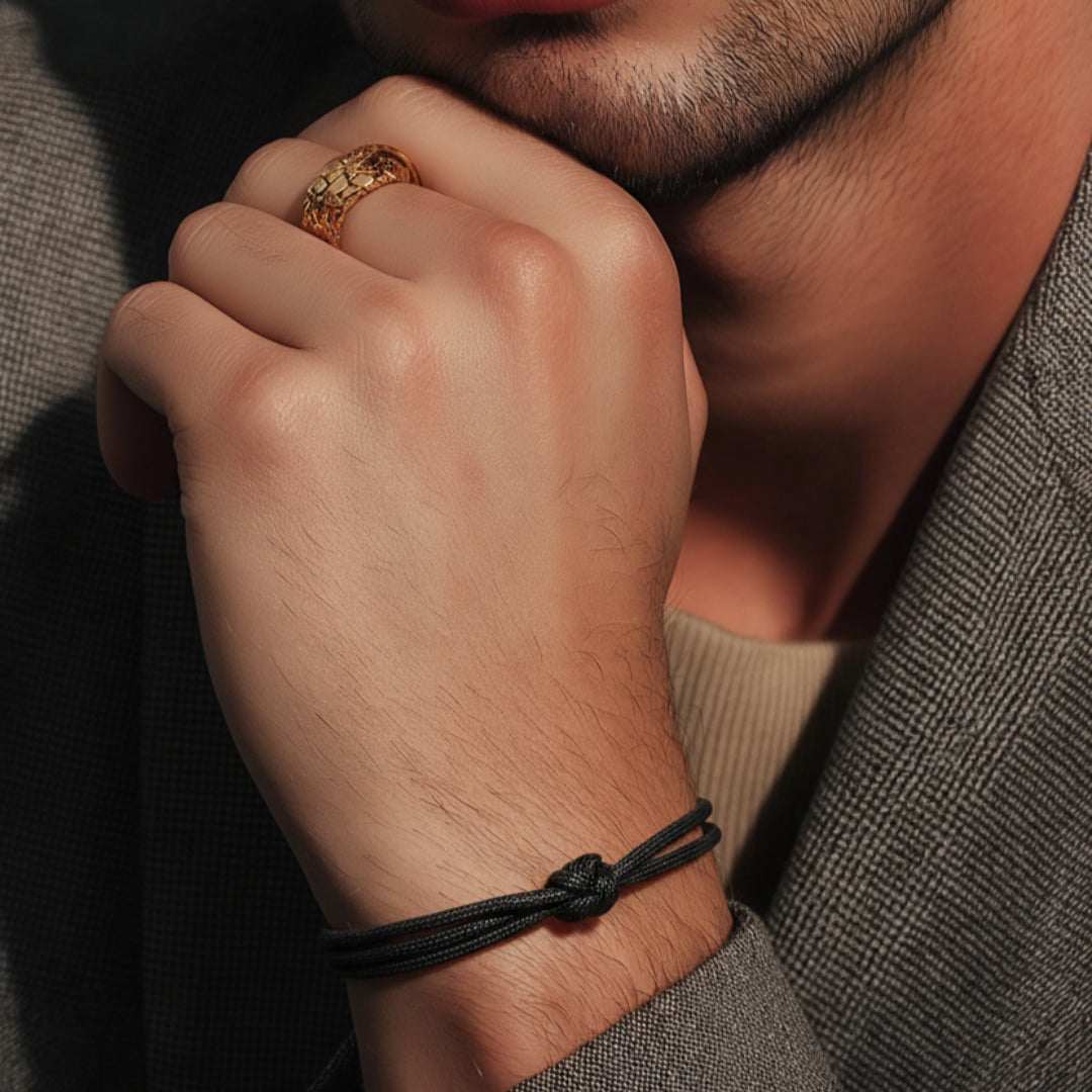 Bracelet en fil noir épaisse