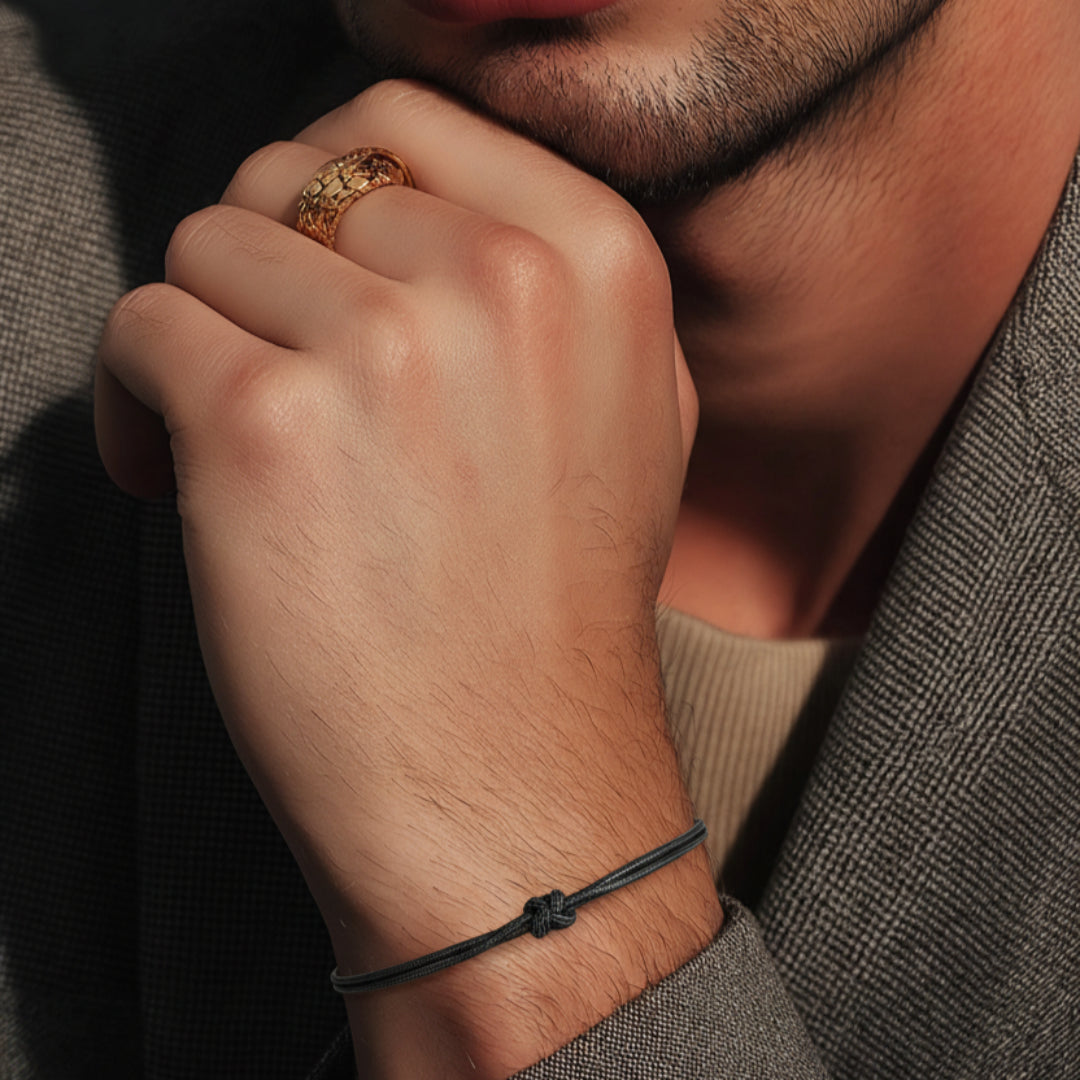 Bracelet en fil noir unisexe