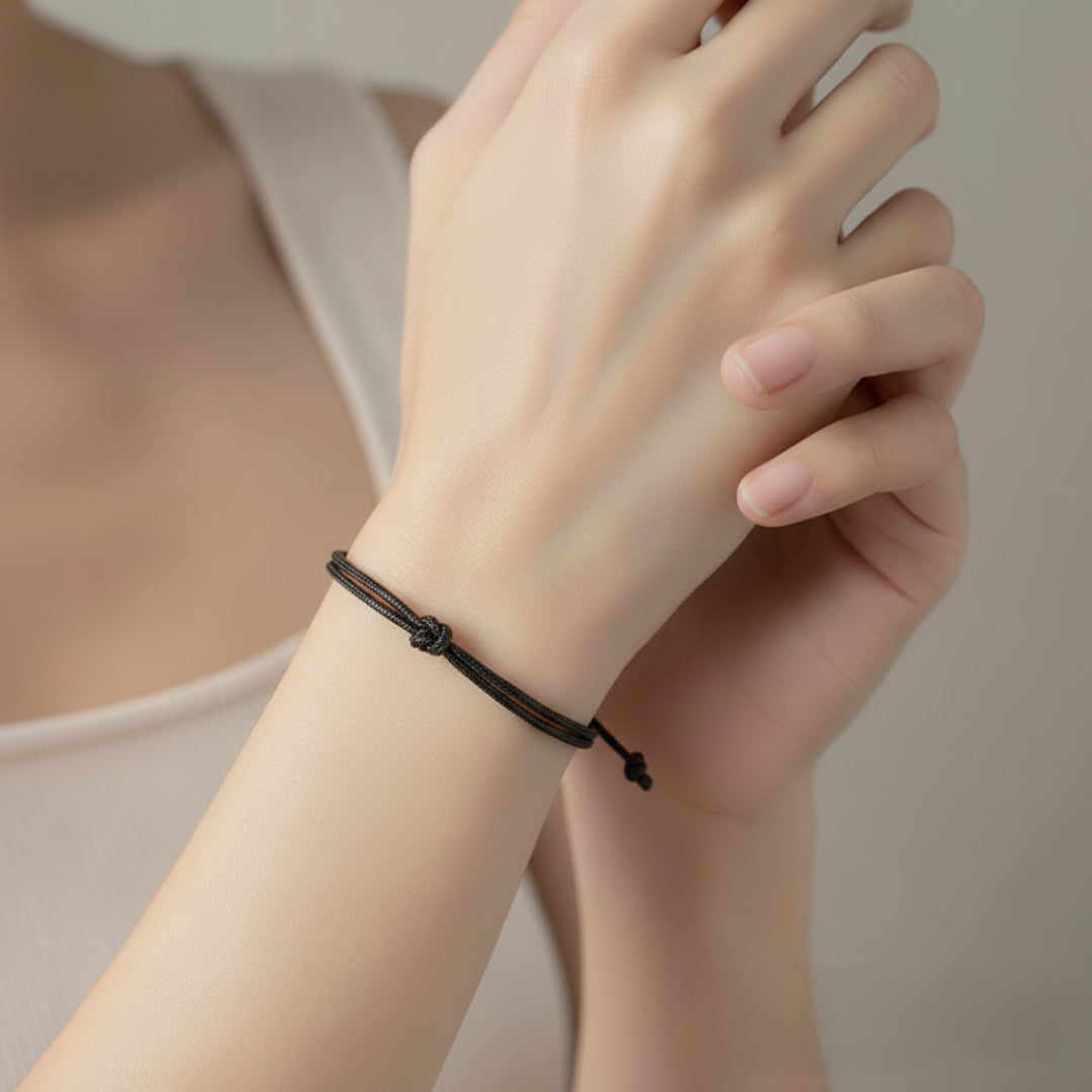 Bracelet en fil noir unisexe