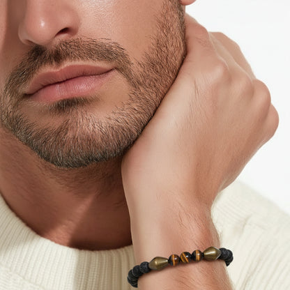 Bracelet mélange de pierre de lave et pierre de l'œil de tigre