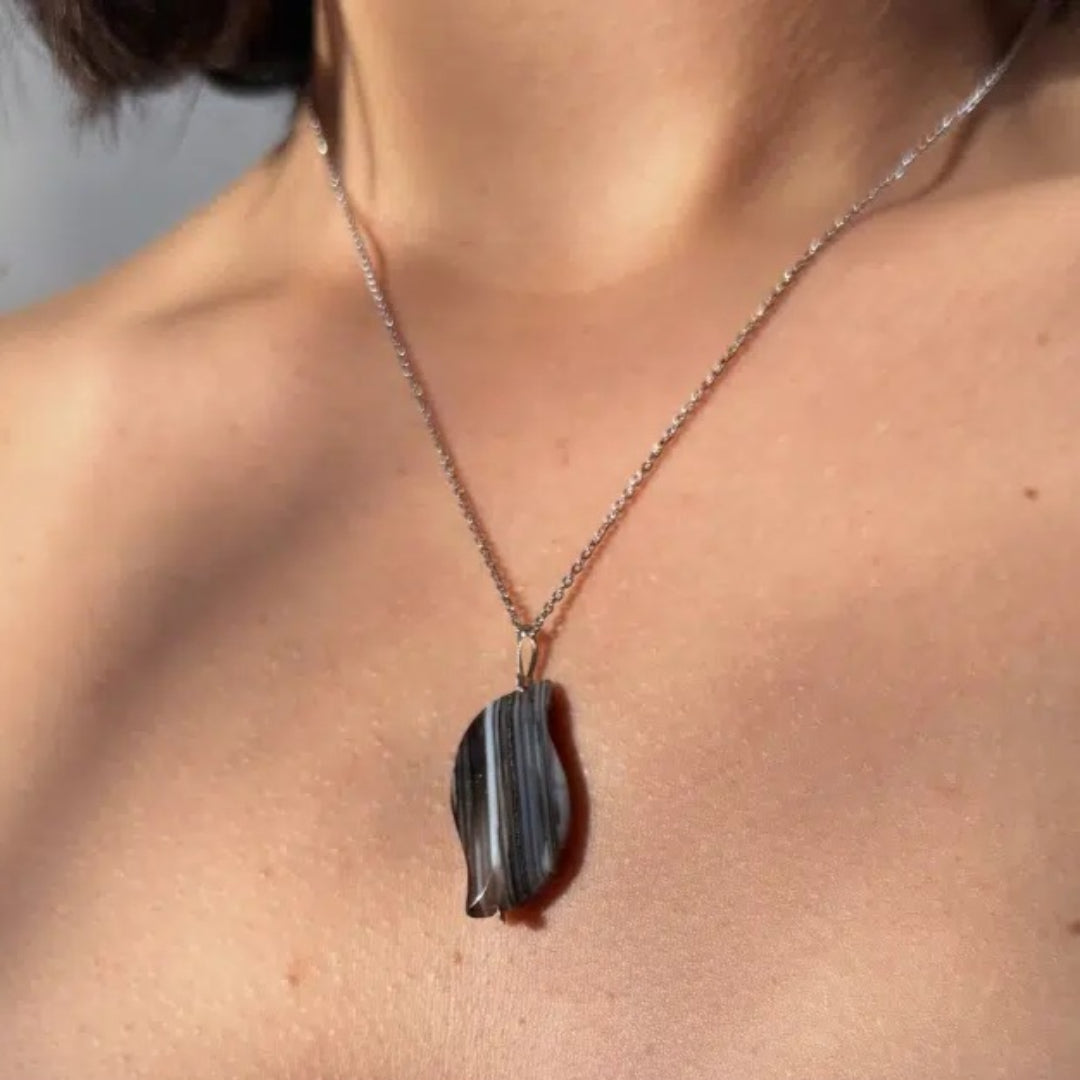 Collier en argent 925 avec pendentif en pierre Sardonyx