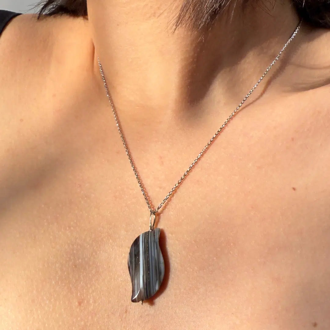Collier en argent 925 avec pendentif en pierre Sardonyx